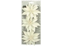 Růže vánoční glitrová bílá 3 ks