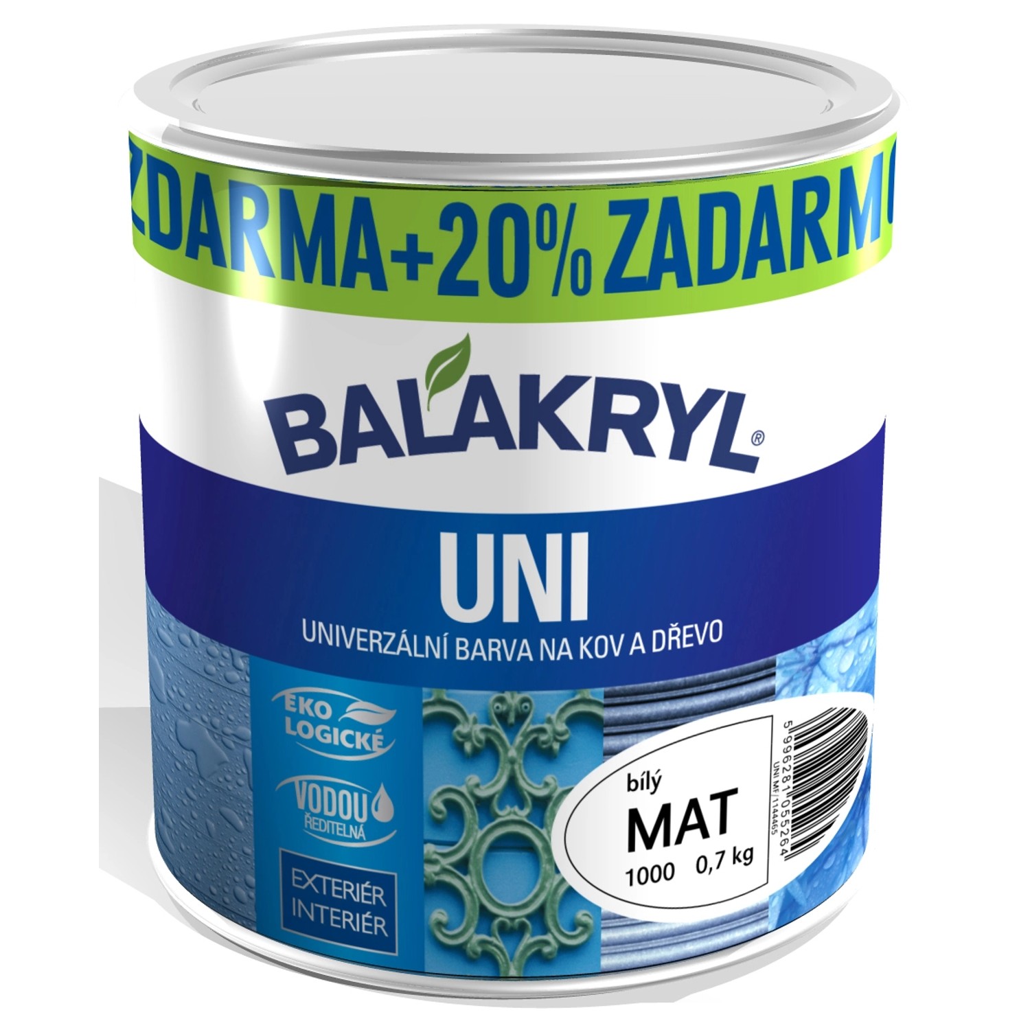 Balakryl uni mat 0,7kg+20% bílá