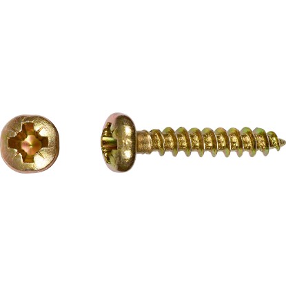 Uni vrut s půlkulatou hlavou PZ2 plný závit žlutě pozinkovaný 5 x 12 mm, 15 ks