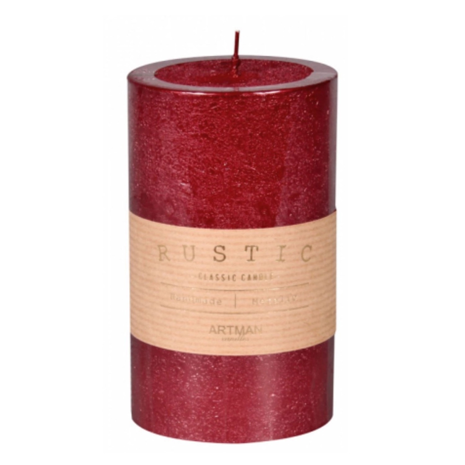 Artman Candles Rustikální svíčka Metalic, válec, červená, pr. 7 x 11,5 cm