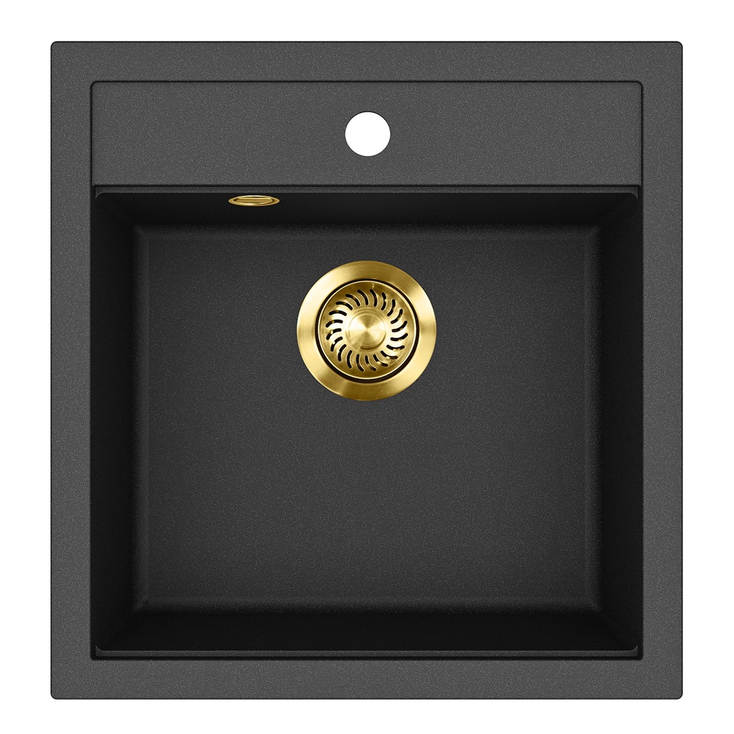 HELIKA Granitový dřez TESSA XQT100 černý metalický/zlatá výpusť 49 x 51 cm