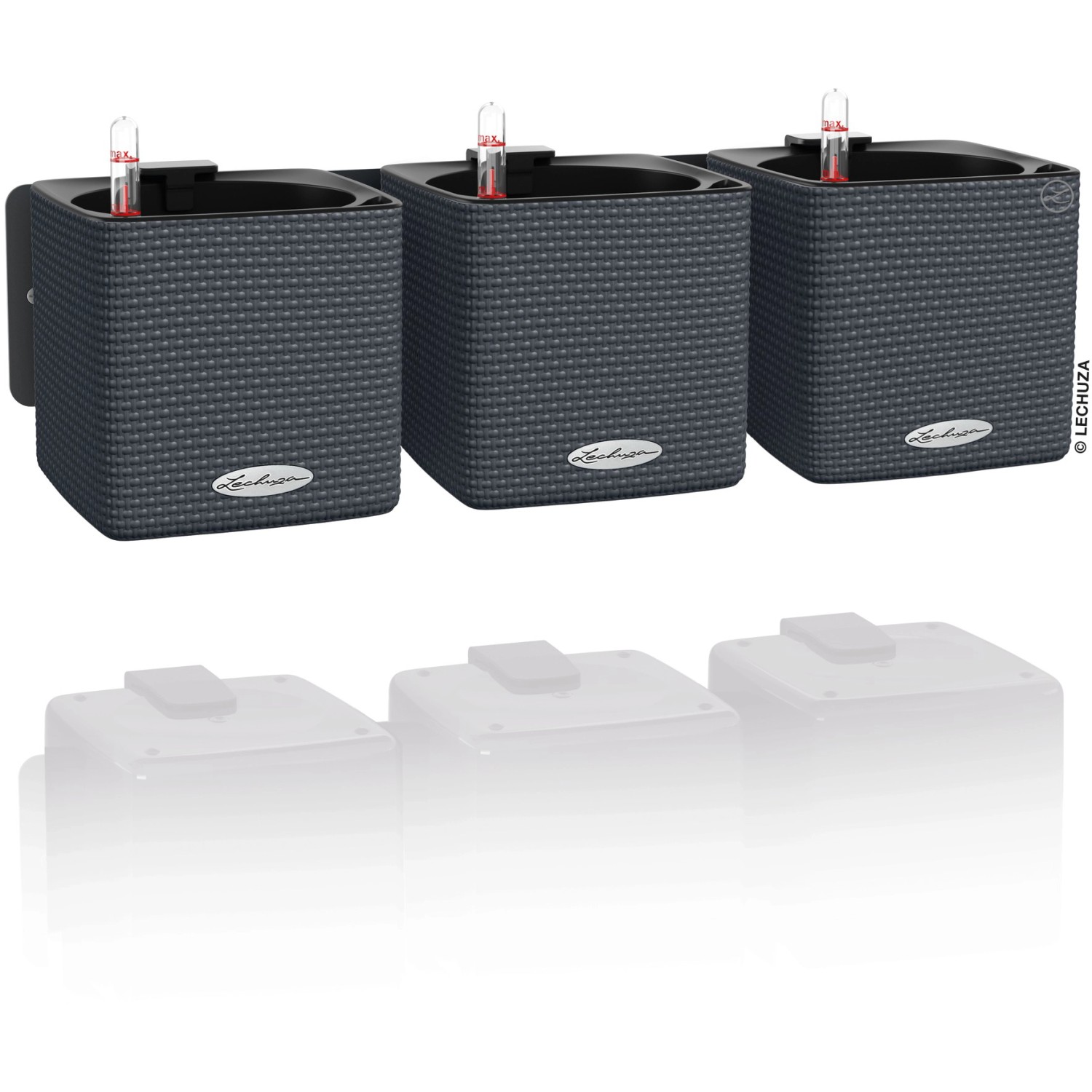 Lechuza Sada květináčů Green Wall Home Kit Color břidlicově šedá 48 cm