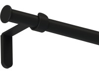 Sada záclonové tyče kovová, kulatá koncovka, černá 160 cm