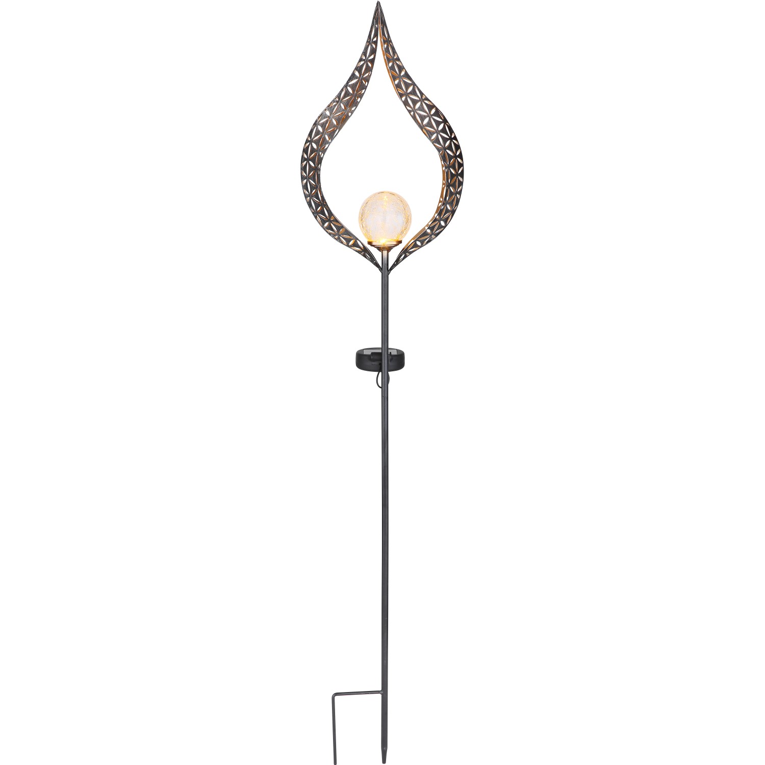 Globo Venk. solární LED svítidlo skleněná koule v kovovém oblouku stříbrný kov