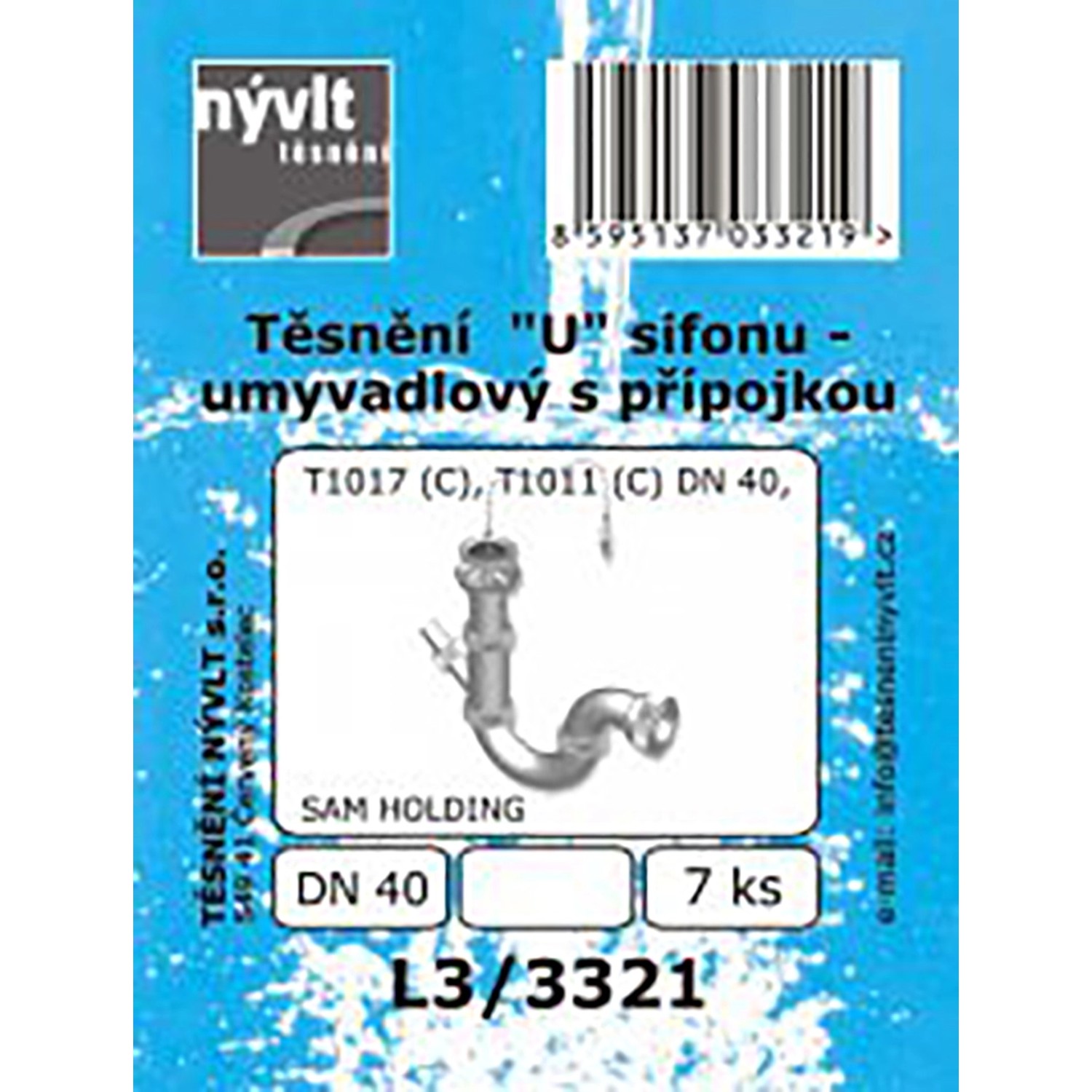 Těsnění U sifonu umyvadlový s přípojkou, 7 ks