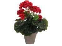 Mica Decorations Umělá pelargonie v květináči Stan, červená, pr. 20 x 34 cm
