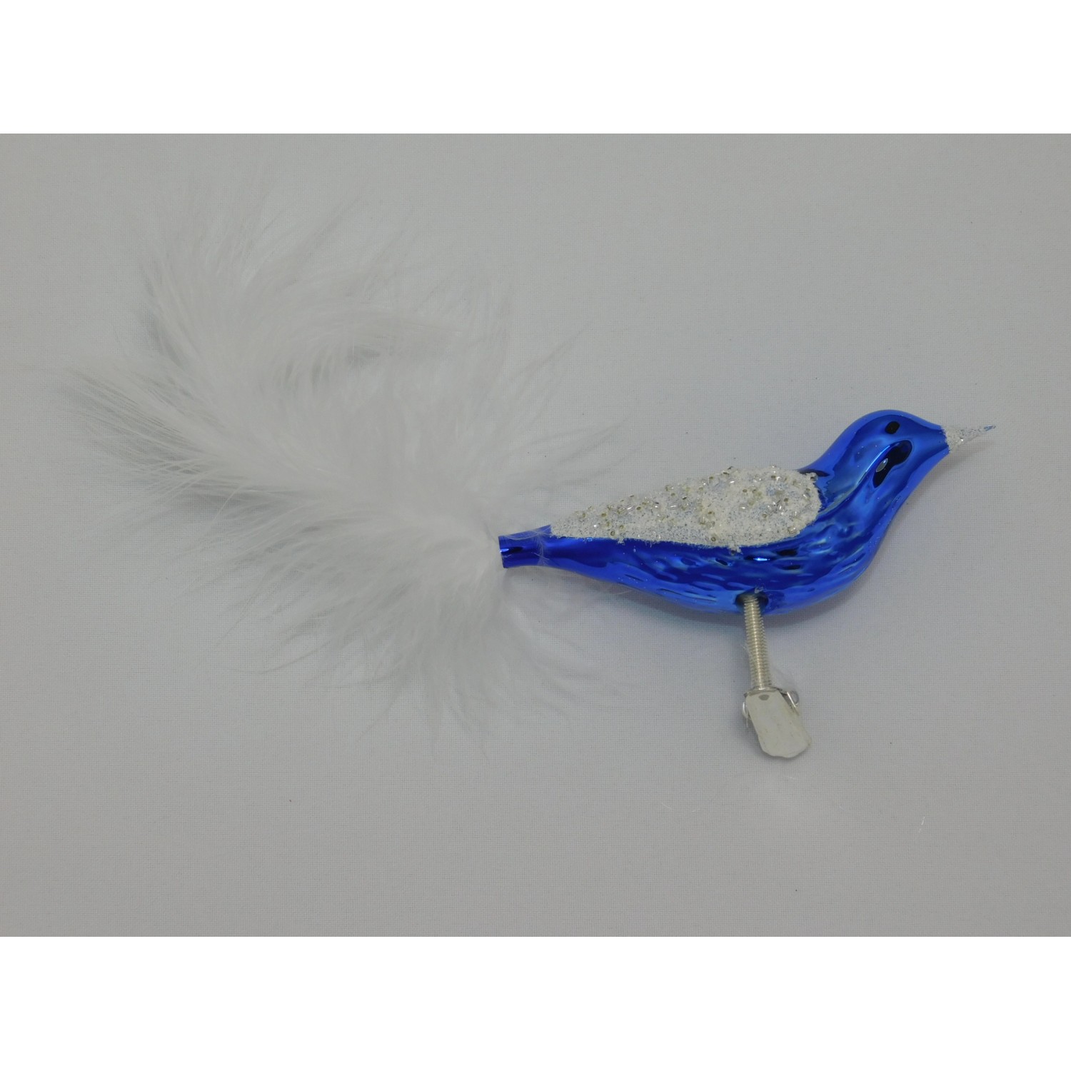 Ornex Skleněná vánoční ozdoba ptáček modrý 8 x 4 x 12 cm