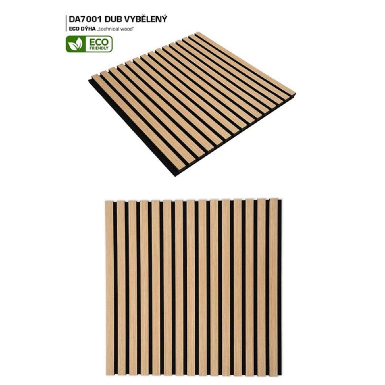 ASKO Designový akustický panel ECO dýha dub bělený/černá plsť 18 x 400 x 2600 mm