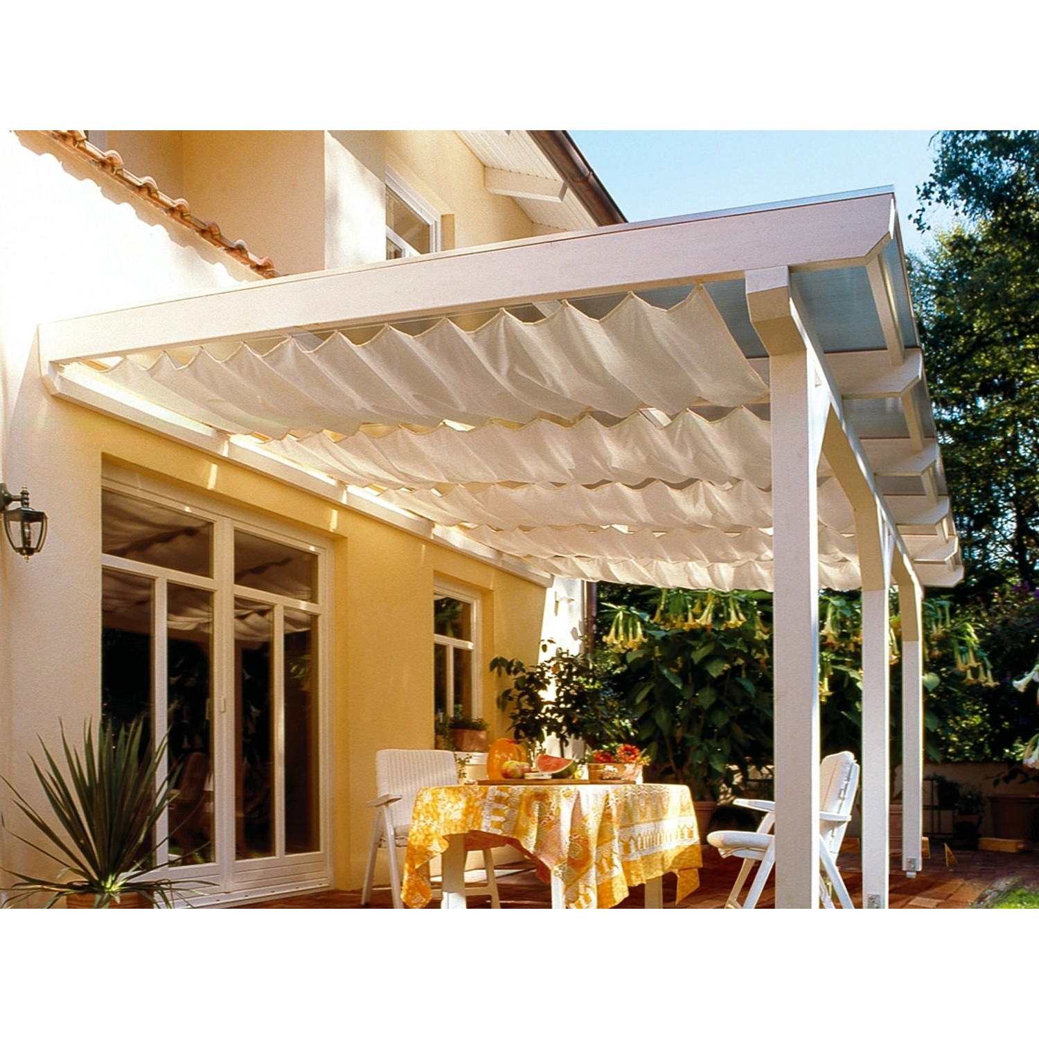 Floracord Obdélníková stínící plachta, slonová kost, 420 x 140 cm