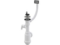 Alcadrain Sifon dřezový s nerez mřížkou, flexi přepad a přípojka, pr. 70 mm Alcadrain Sifon dřezový s nerez mřížkou, flexi přepad a přípojka, pr. 70 mm