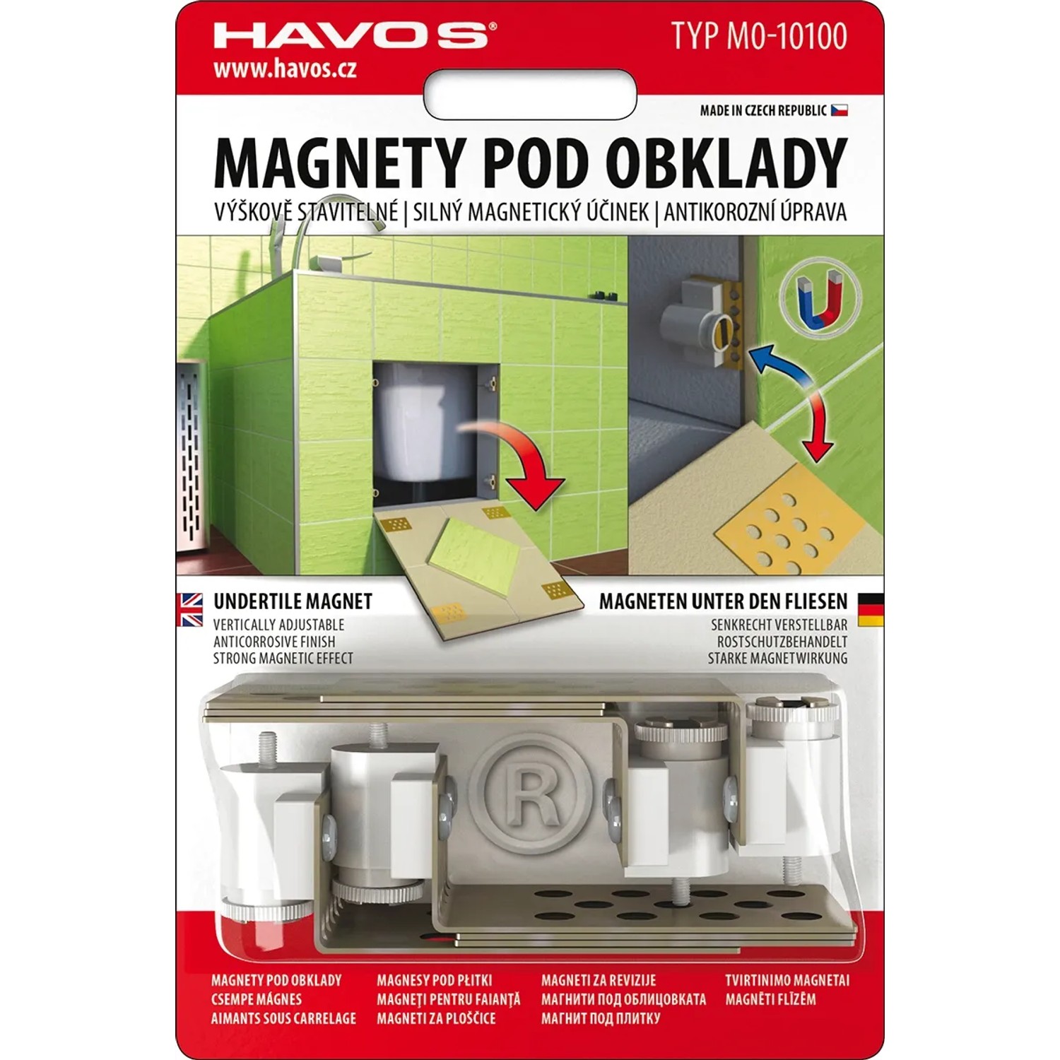 Výškově stavitelné magnety pod obklad, 4 ks
