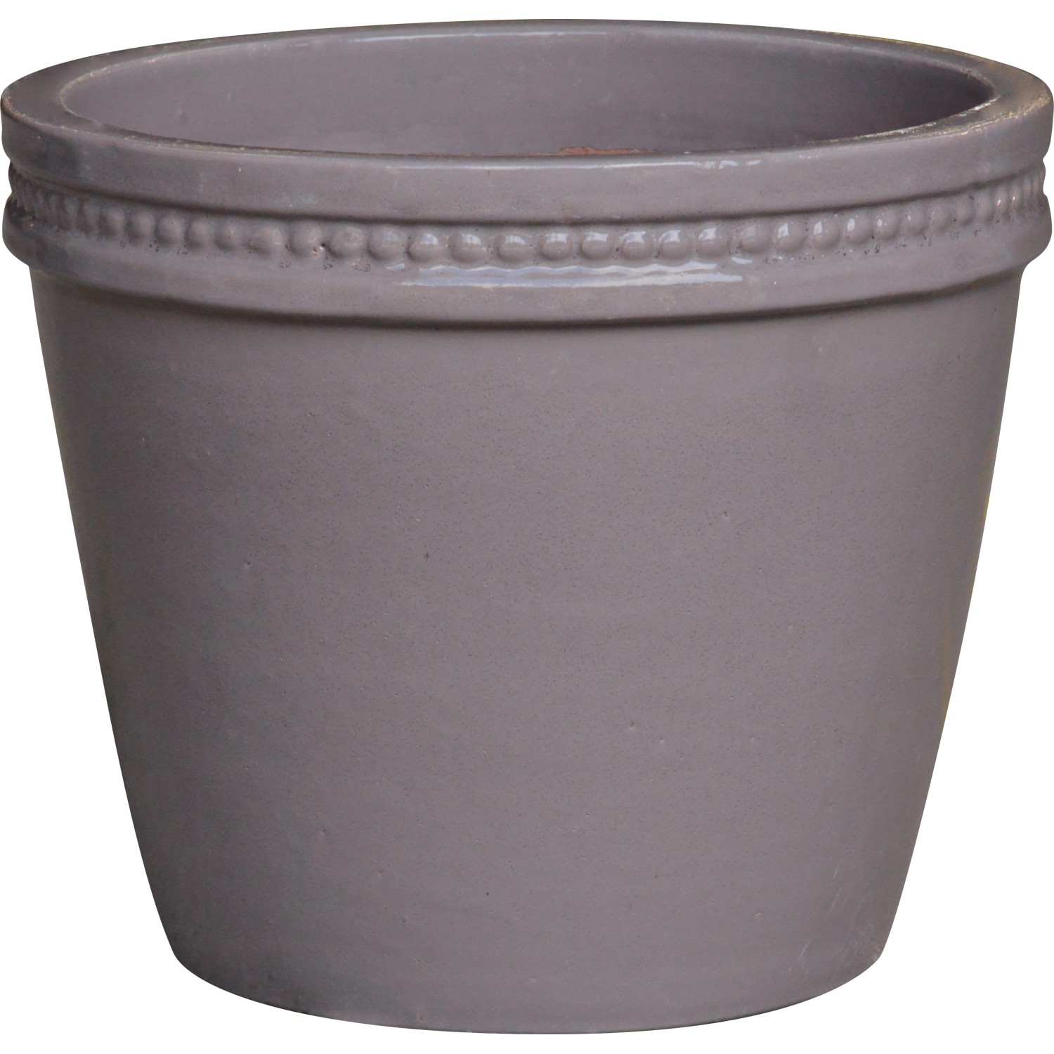 Glazovaný keramický květináč kónický, šedá, pr. 30 x 27 cm