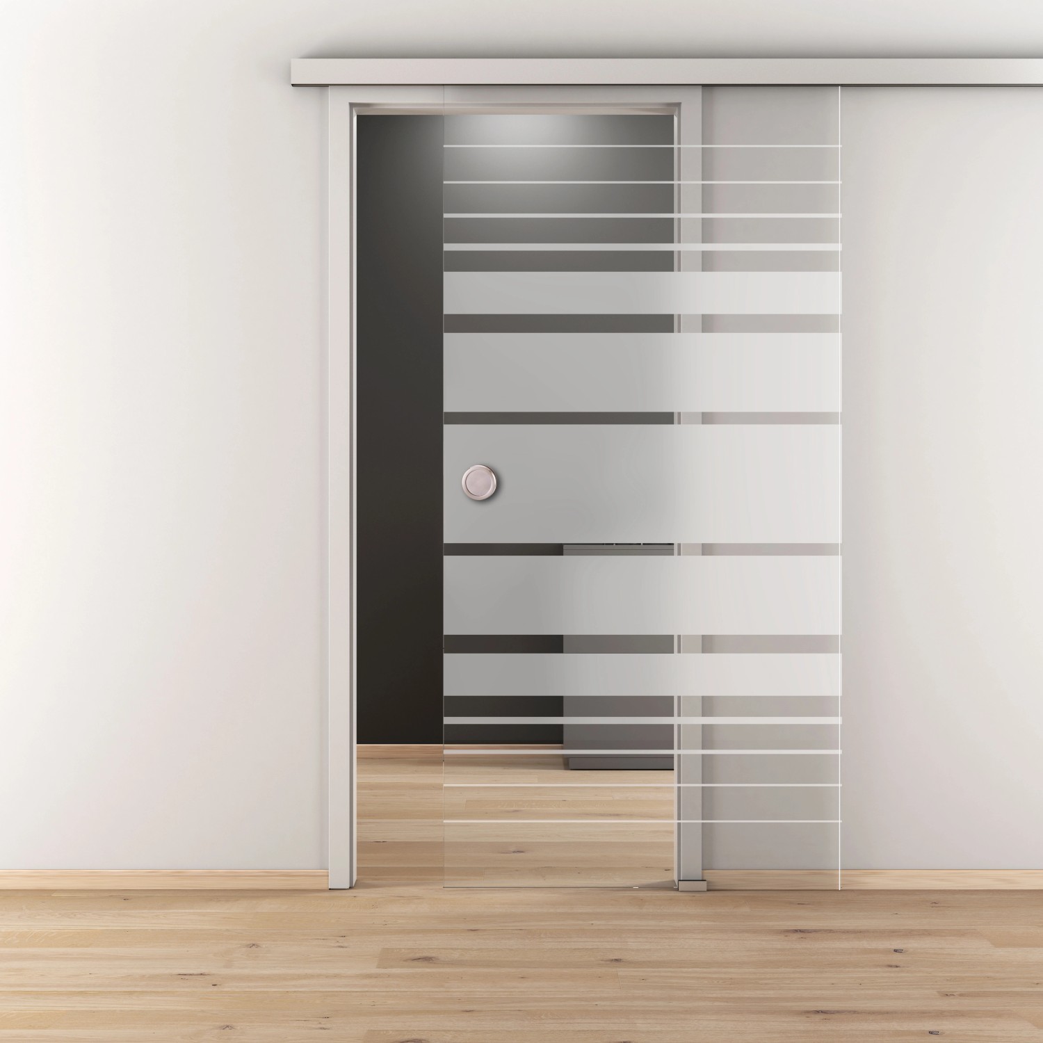 Novadoors Systém Nova 407 pro posuv.skleněné dveře, nástěnný, matný nerez, 2 m