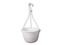 Květník závěsný Teku s podmiskou, bílý, pr. 25 cm