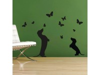 Crearreda Samolepicí dekorace na zeď, jezevčíci a motýli, 1 arch, 67 x 47 cm Crearreda Samolepicí dekorace na zeď, jezevčíci a motýli, 1 arch, 67 x 47 cm