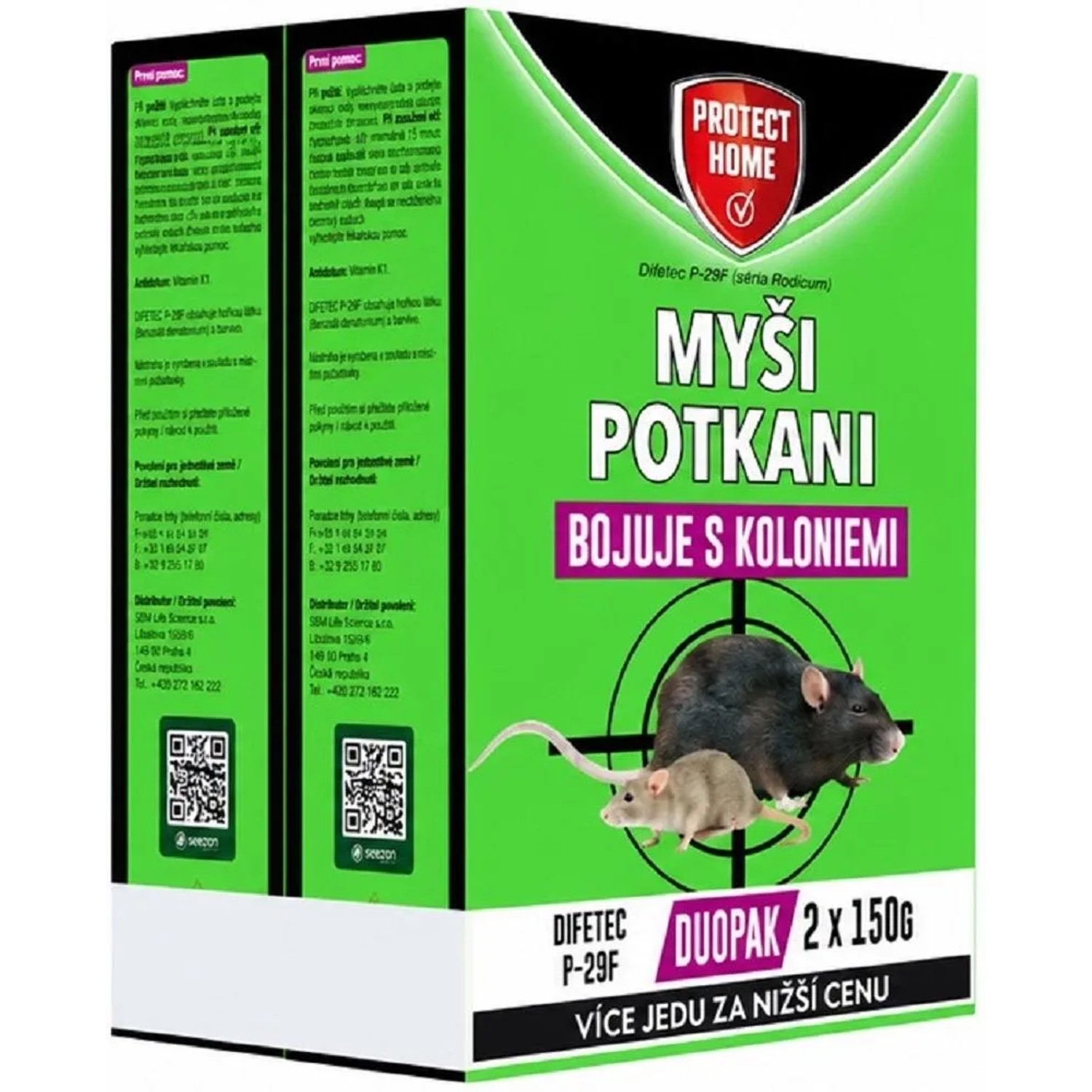 PROTECT HOME Rodenticid Difetec P-29F, 2x 150 g
