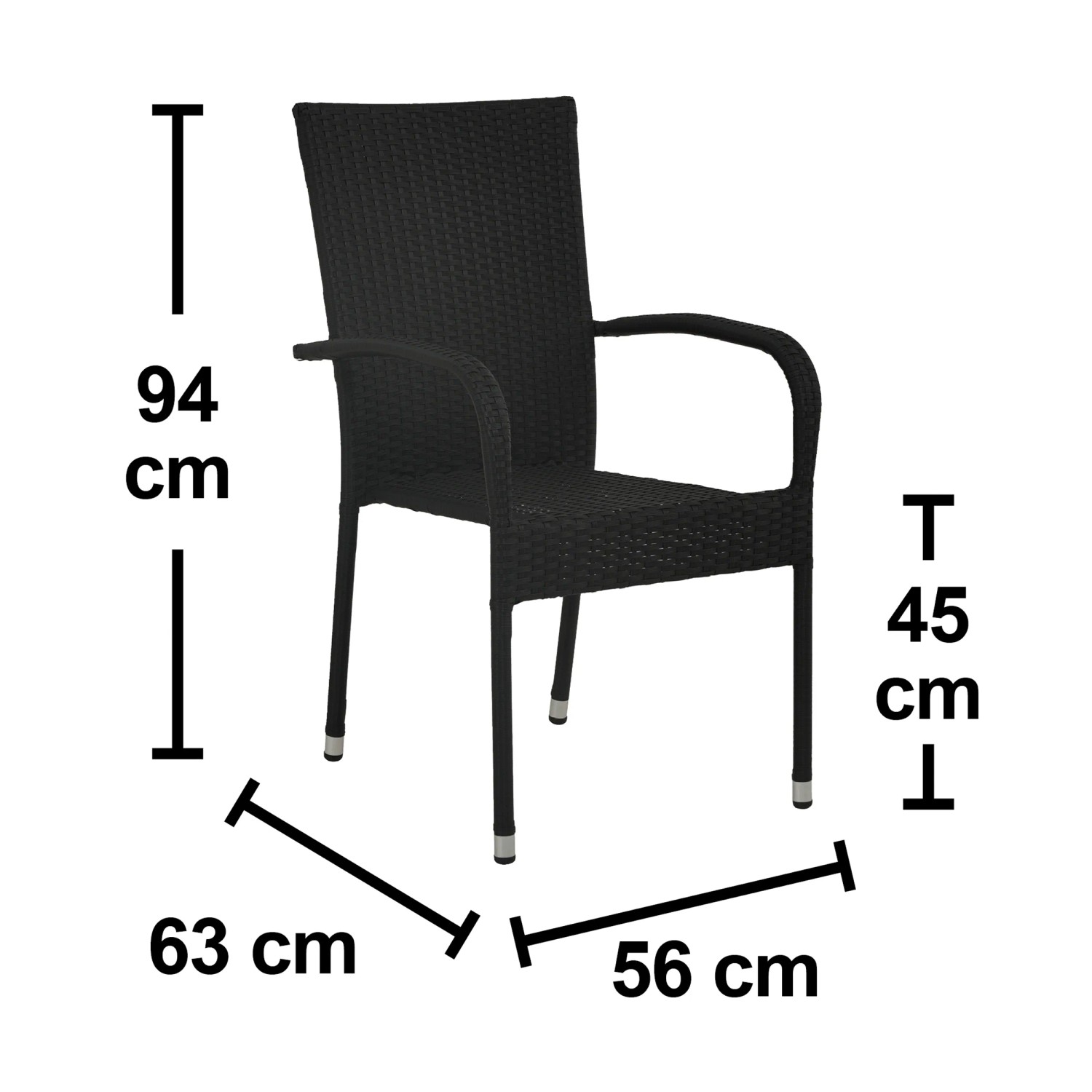 Stohovateln zahradn idle soncor z polyratanu ern 63 x 56 x 94 cm