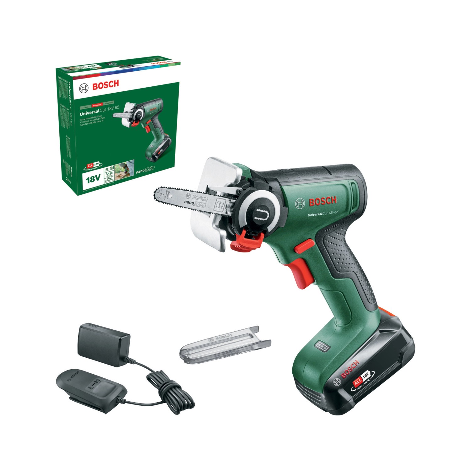 Bosch Aku Řetězová pila Nanoblade UniversalCut 18V-65 vč. akumulátoru
