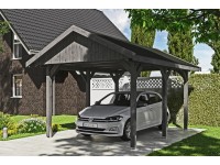Skan Holz Přístřešek na auto Wallgau břid.-šedý, černé šindele, 380 x 500 cm