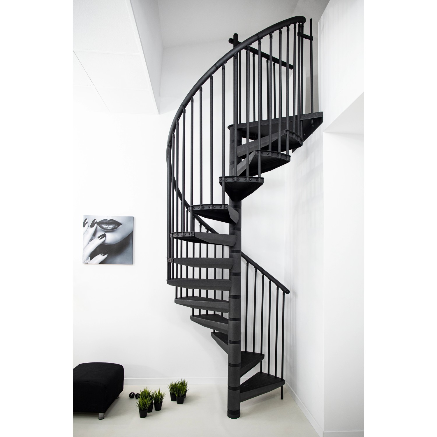 Minka STAIRS Kovové točité schodiště Rondo Color antracitové pr. 140 cm