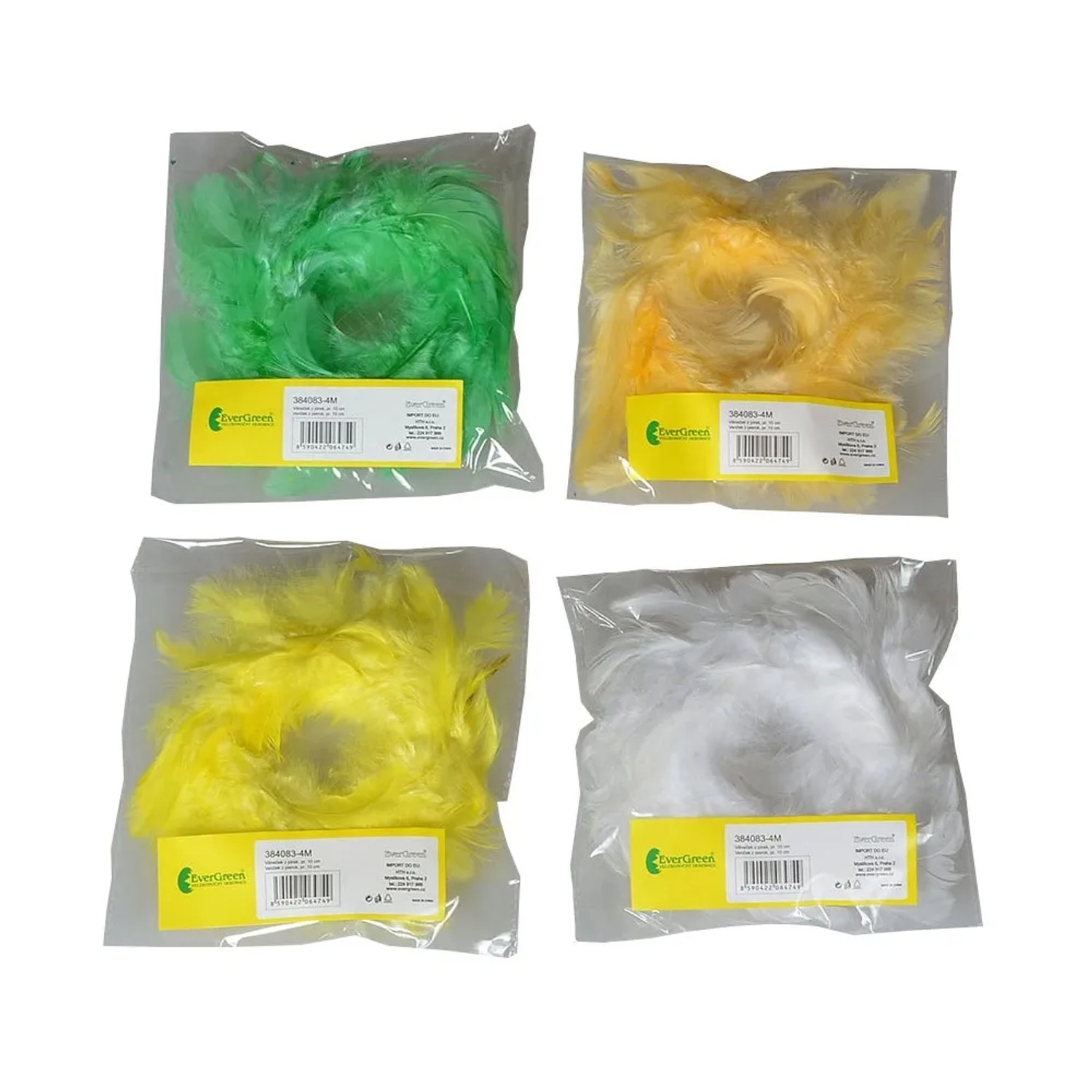 Věnec z pírek, 4 varianty, pr. 10 cm