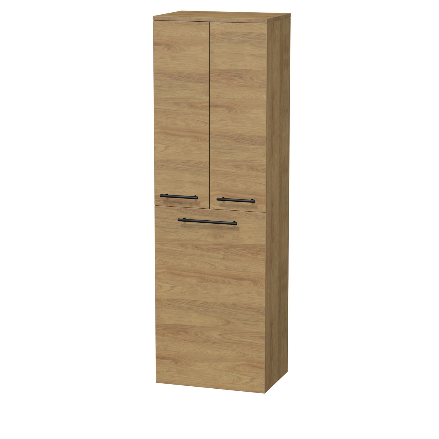 INTEDOOR Vysoká skříň BEE, pravé, úchyt černý, 2dveře, koš, š. 50cm, dub Hickory