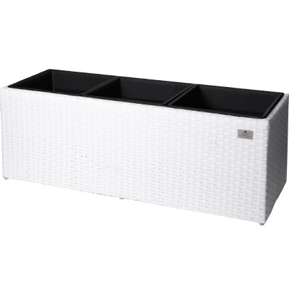 Gartenfreude Květináč dělený, polyratan, bílá, 76 x 26 x 29,5 cm