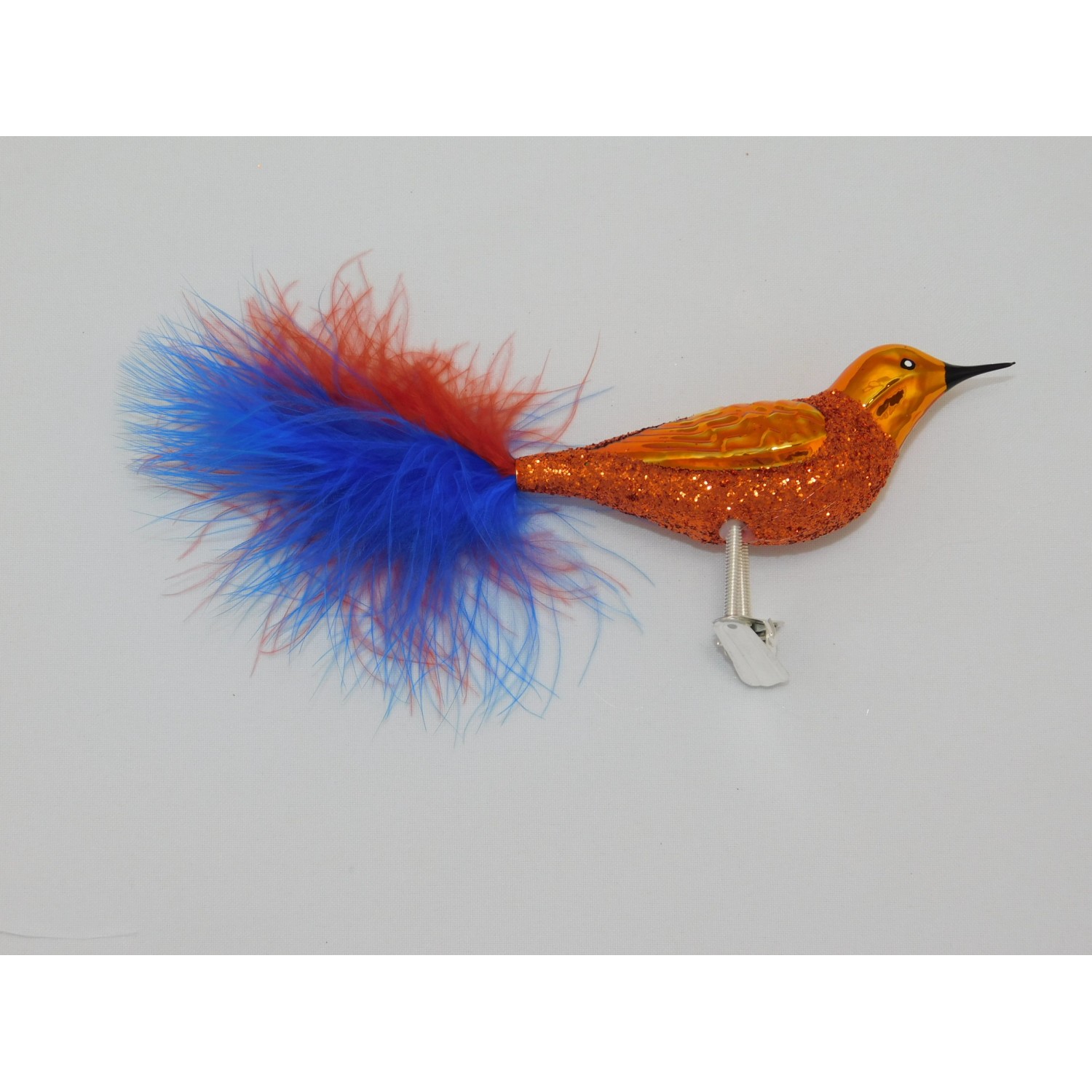 Ornex Skleněná vánoční ozdoba ptáček oranžový 8 x 4 x 12 cm