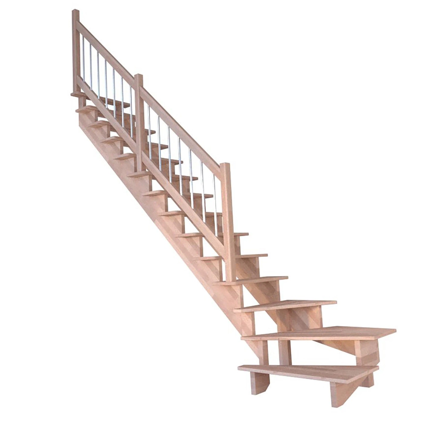 StarWood Schody Lindos Pro bukové levé 80cm otevřené dřev. nerez. zábradlí