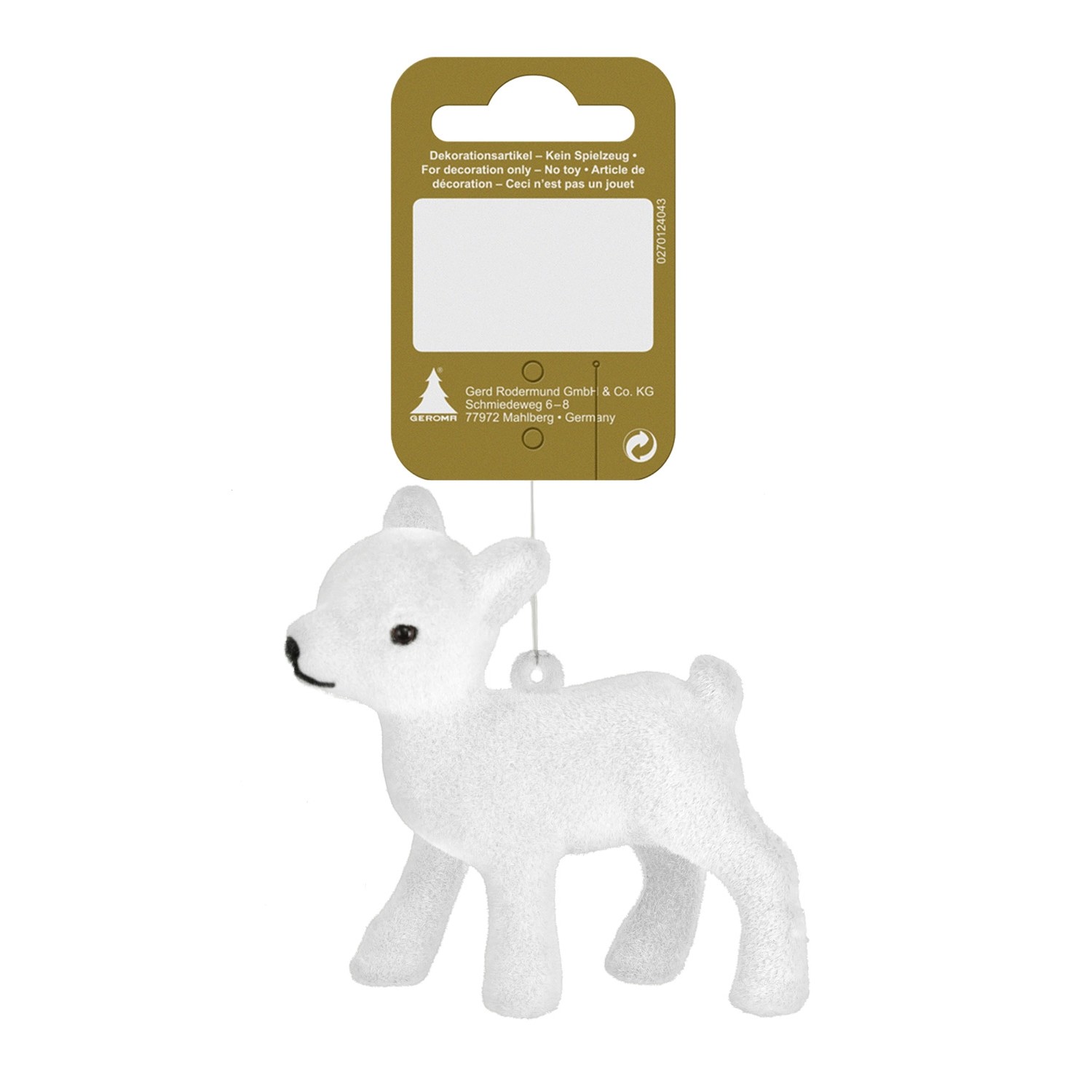 Koloušek Bambi plastový sametový, bílý, 8 cm