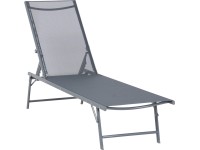 Zahradní lehátko Casma, ocel/polyester, šedá, 192 x 55 x 86 cm