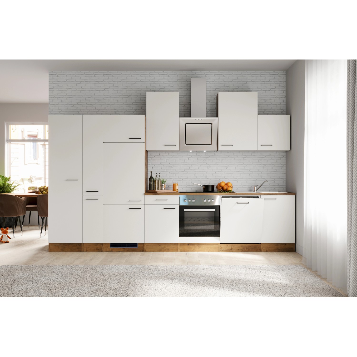 Flex-Well Kuchyně Vintea 360 cm/typ 2-lednice/trouba/varná deska/digestoř/myčka