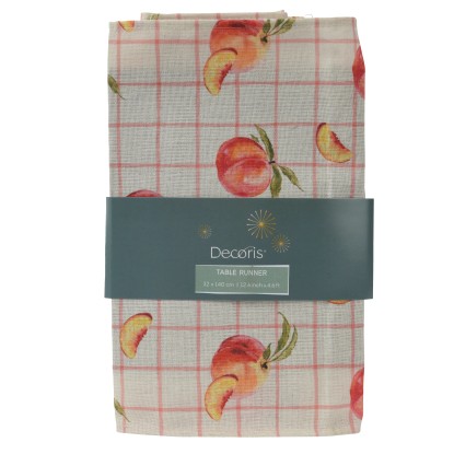 Decoris Běhoun na stůl s motivy broskví, 32 x 140 cm