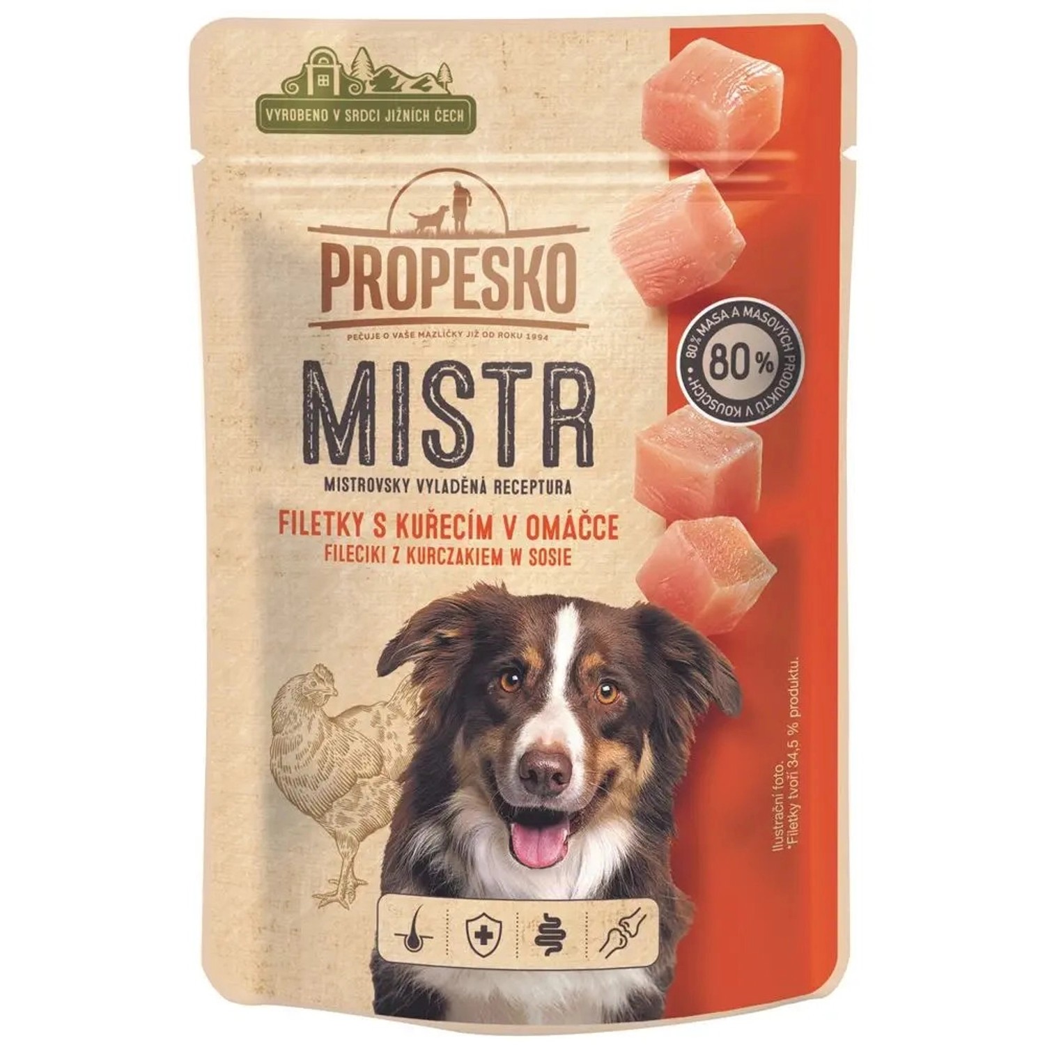 Propesko Mistr Filetky pro psy s kuřecím v omáčce 85 g