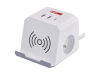 EMOS Prodlužovací zásuvka kostka, 2 zásuvky + 2xUSB-A + 1xUSB-C+Qi, bílá, 2 m