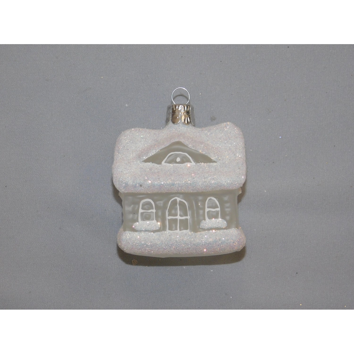 Ornex Vánoční ozdoba domeček skleněný bílý 60 mm