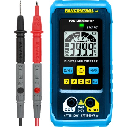 Multimetr Pancontrol PAN Micrometer s měřicími kabely, automatická volba funkcí, pro měřicí nástroje a zkoušečky proudu.
