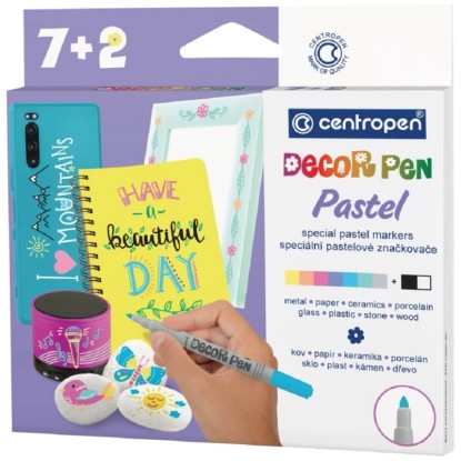 Centropen Značkovač Decorpen Pastel na různé materiály 7+2 ks