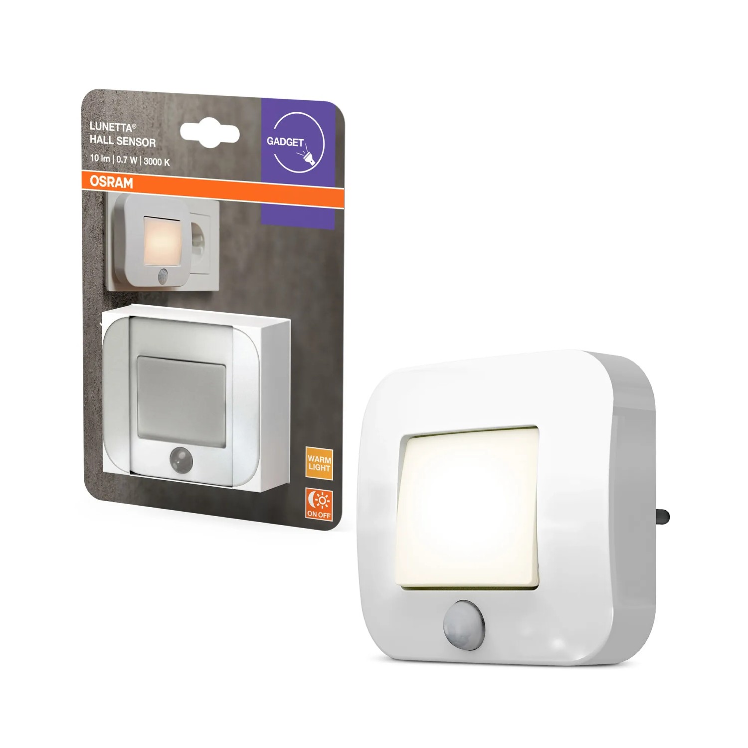 OSRAM LED noční světlo do zásuvky Lunetta HALL SENSOR White 0,7W 10lm 3000K