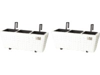 Gartenfreude Balkonový truhlík 2 ks, polyratan, bílá, 47 x 17 cm