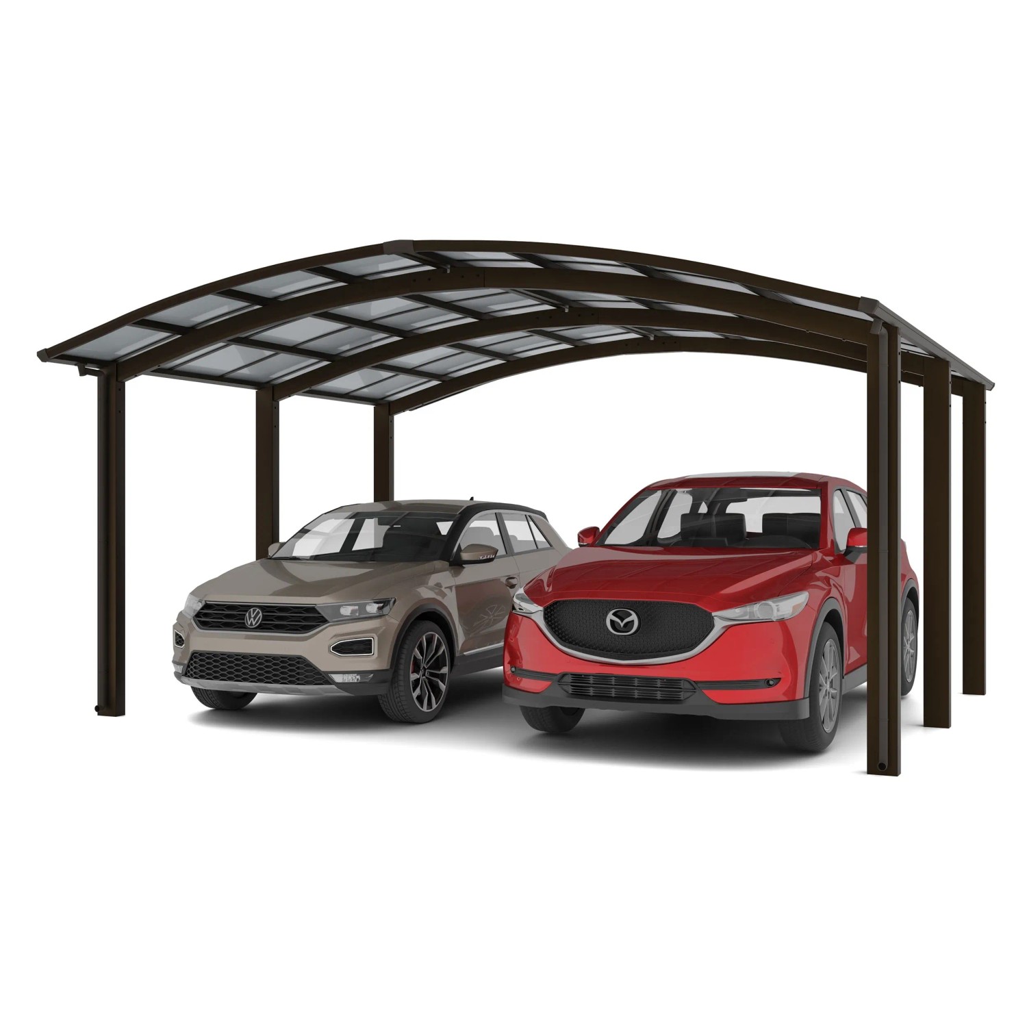 Ximax Alu přístřešek na 2 auta Portoforte Typ 110-M matná hnědá 542 x 495 cm