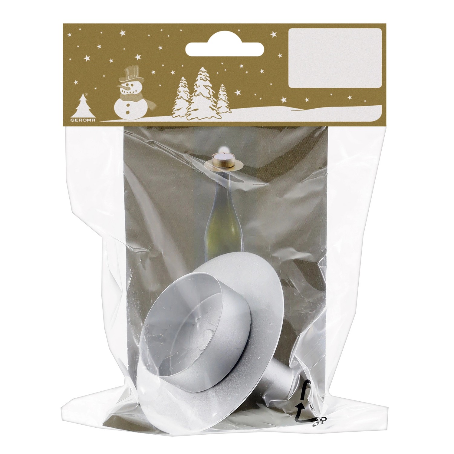 Vánoční svícen kovový na čajovou svíčku, stříbrný