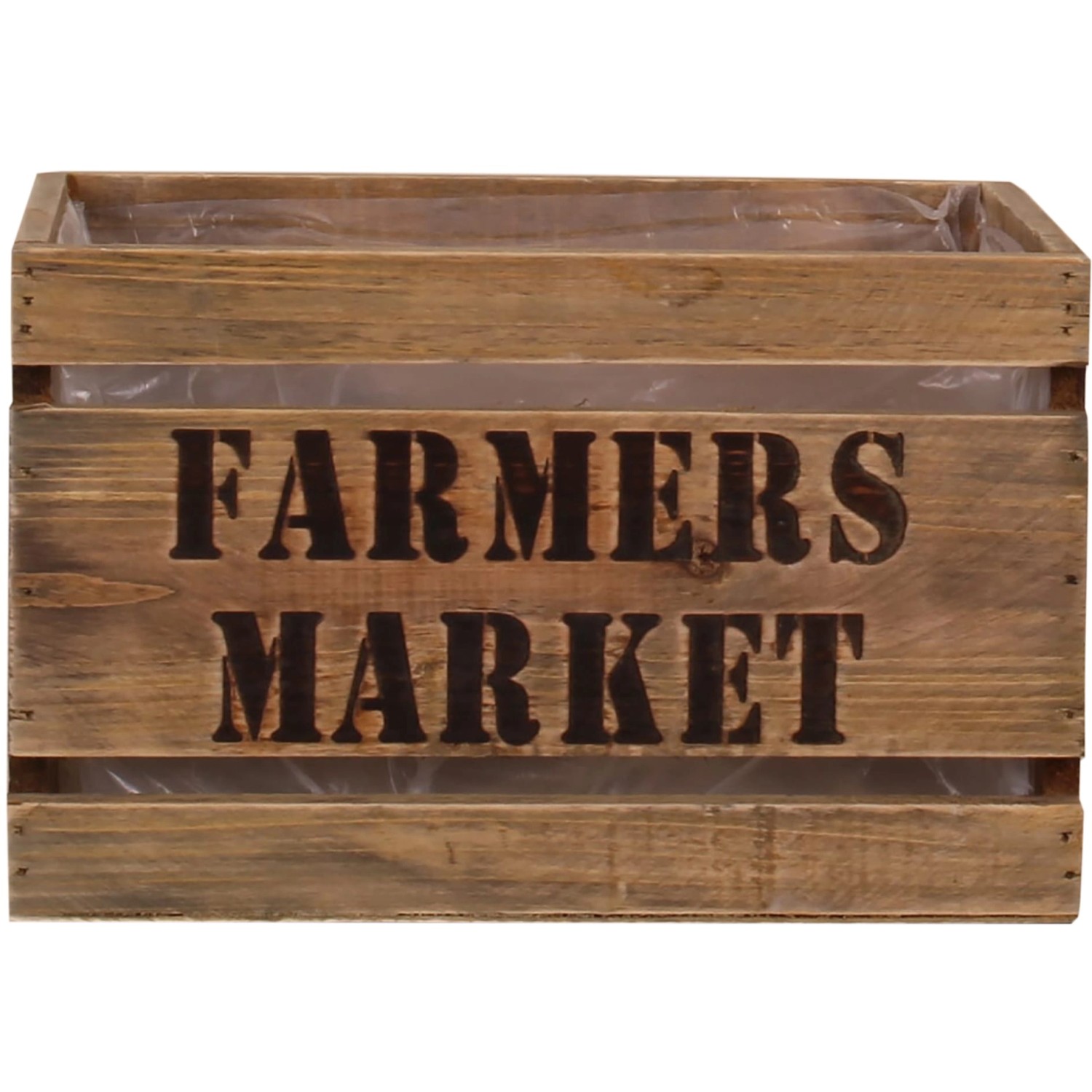 Dřevěná bedna "Farmers Market", hnědá, 20 x 13,5 x 14 cm