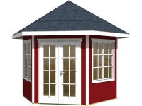 Skan Holz Dřevěný zahradní altán Almelo cihlově červený, 350 x 303 cm