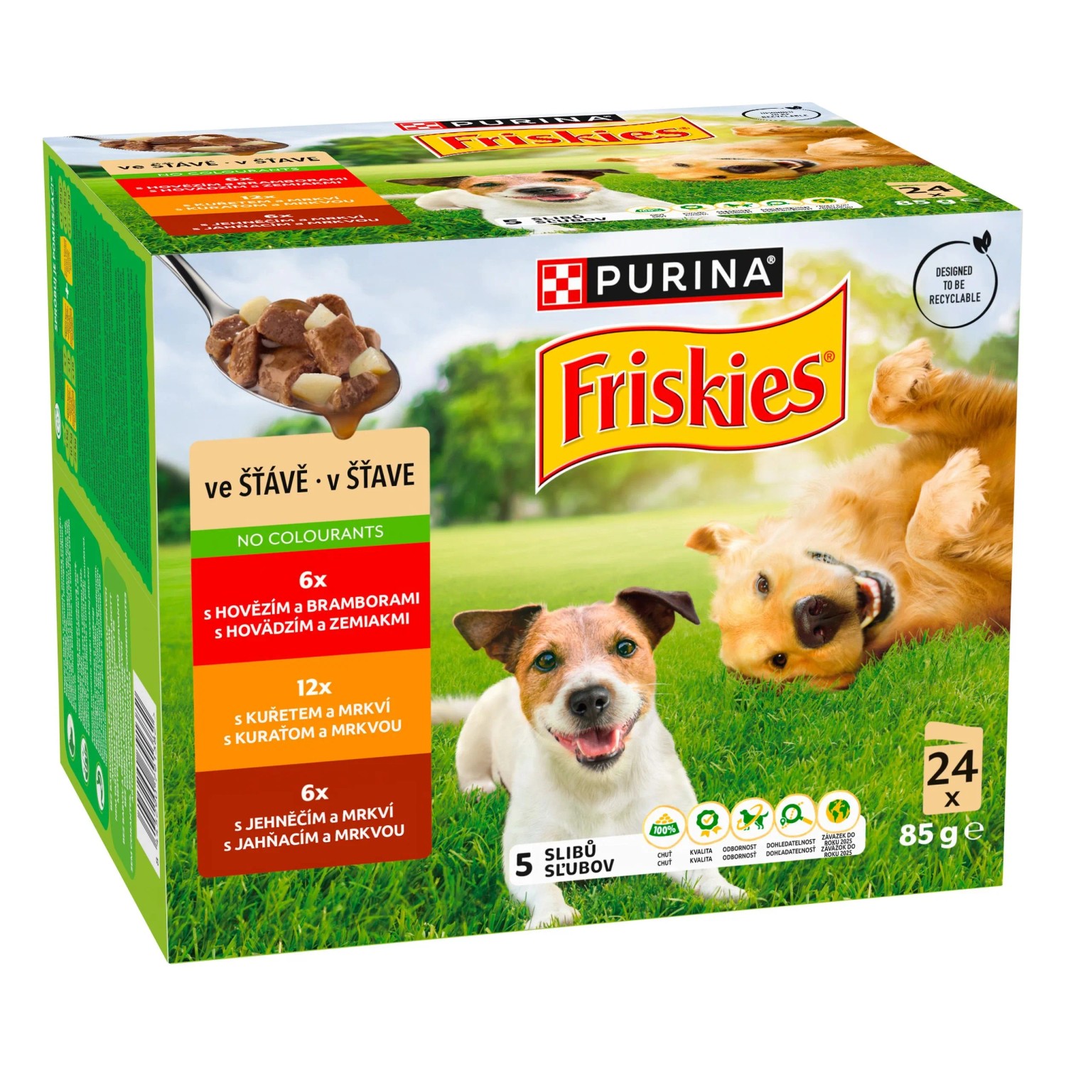 Friskies Adult Kapsičky pro psy hovězí, kuře, jehněčí ve šťávě 24 x 85 g