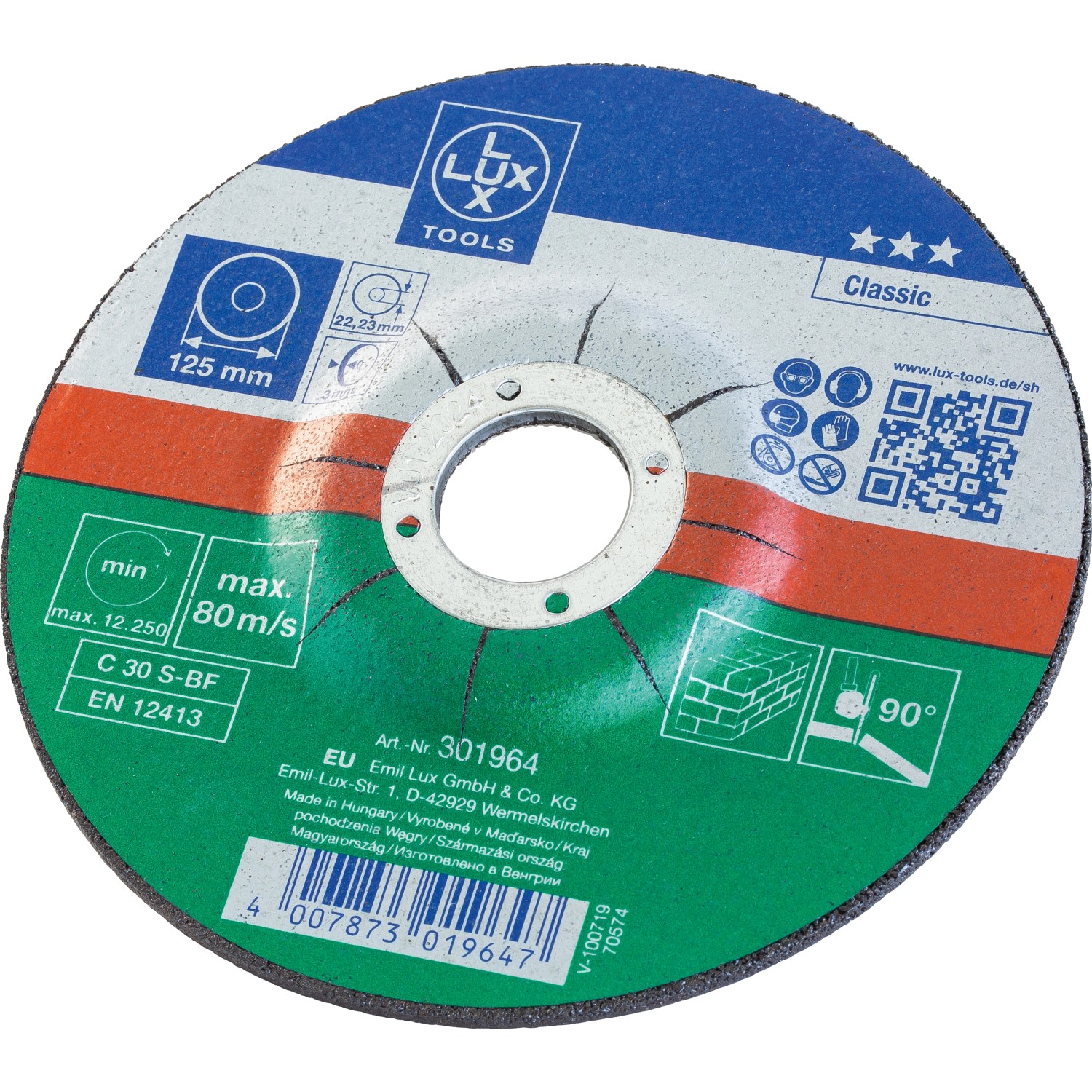 LUX Řezný kotouč vyztužený tkaninou Classic na kámen, pr. 125 mm