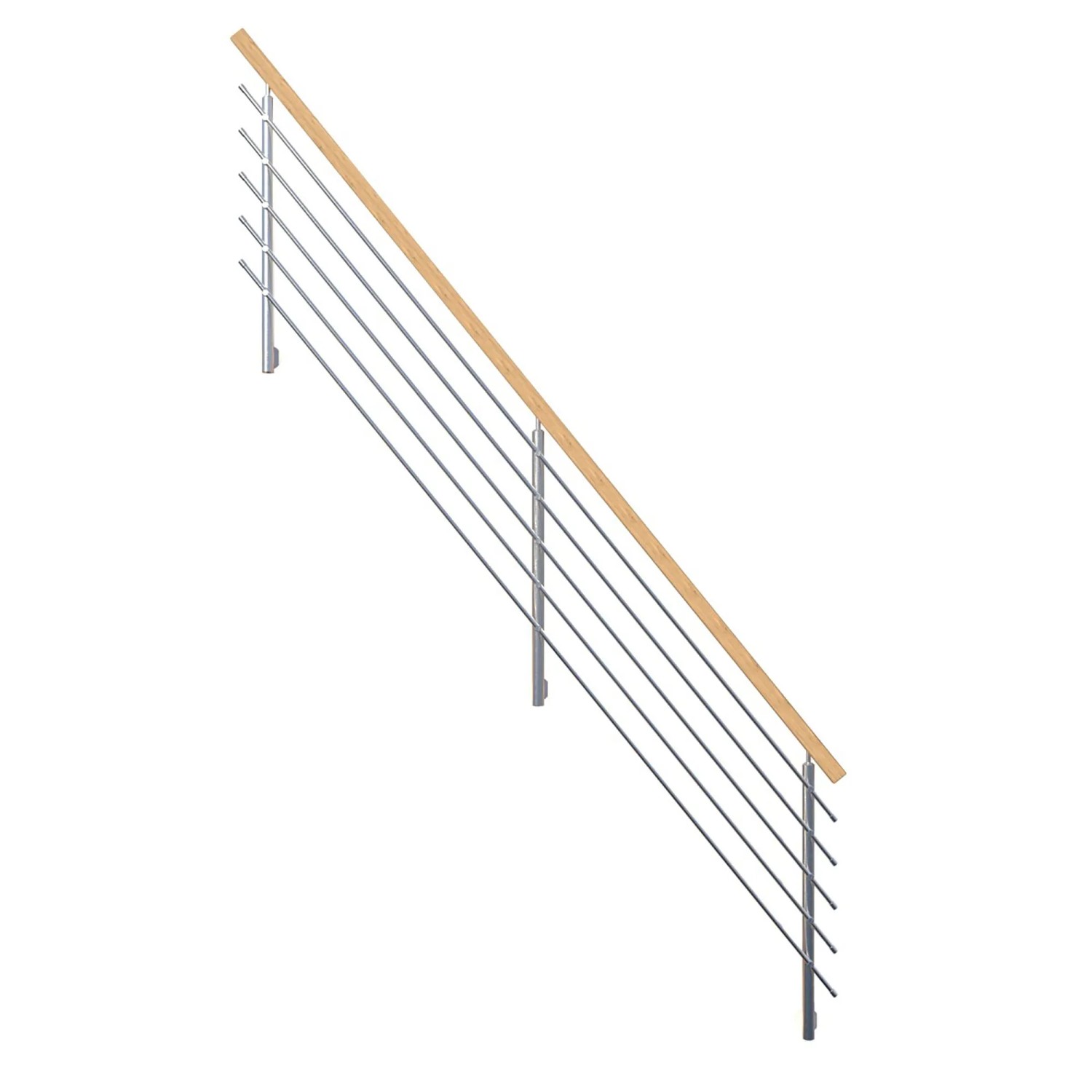 StarWood Nerezové zábradlí Flex s hranatým dubovým madlem 350 cm
