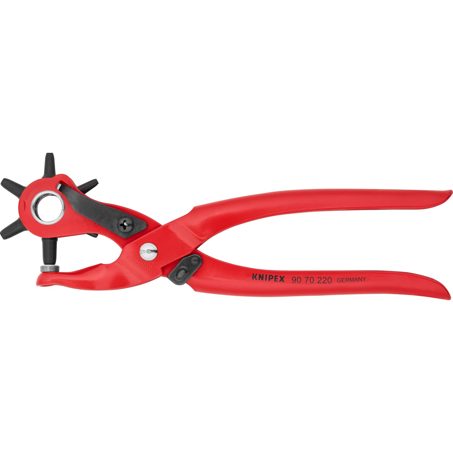 Knipex Revolverové děrovací kleště, červený práškový nástřik, 220 mm