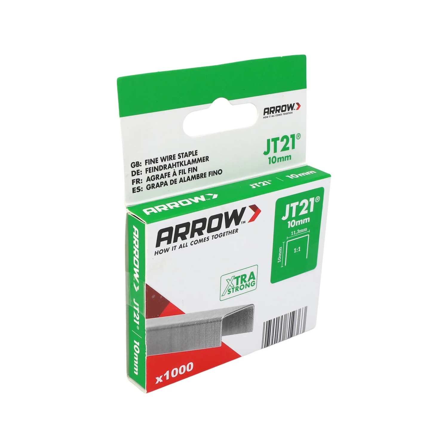 Arrow Drátěné sponky do sponkovačky JT21, délka 10 mm, 1000 ks