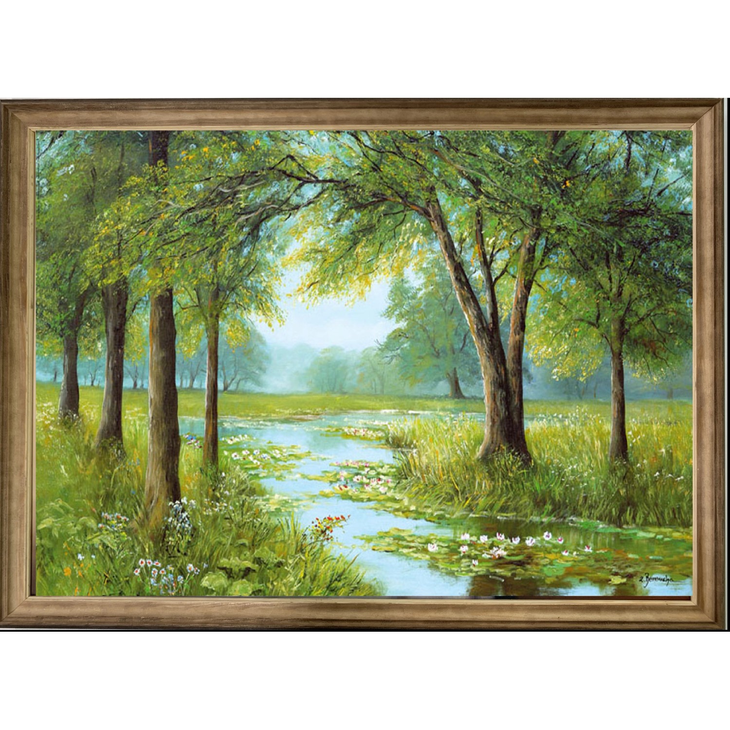 Bondecor Zarámovaný obraz Řeka 64 x 100 cm